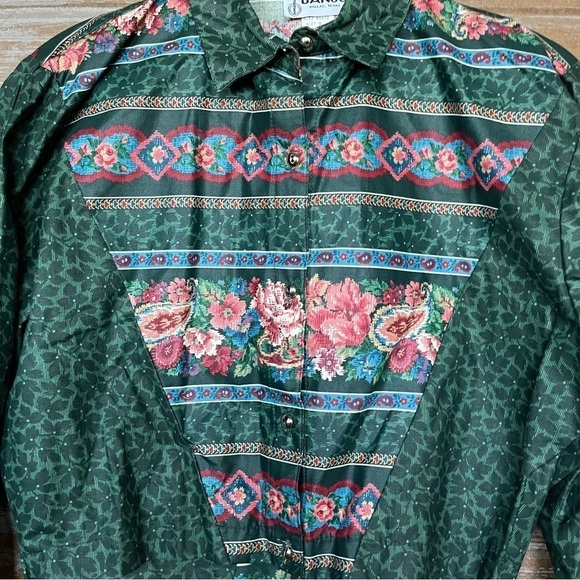 Banjo Vintage NWT Deadstock Floral Cropped Button Down Rodeo Western Womens M - Picture 3 of 6